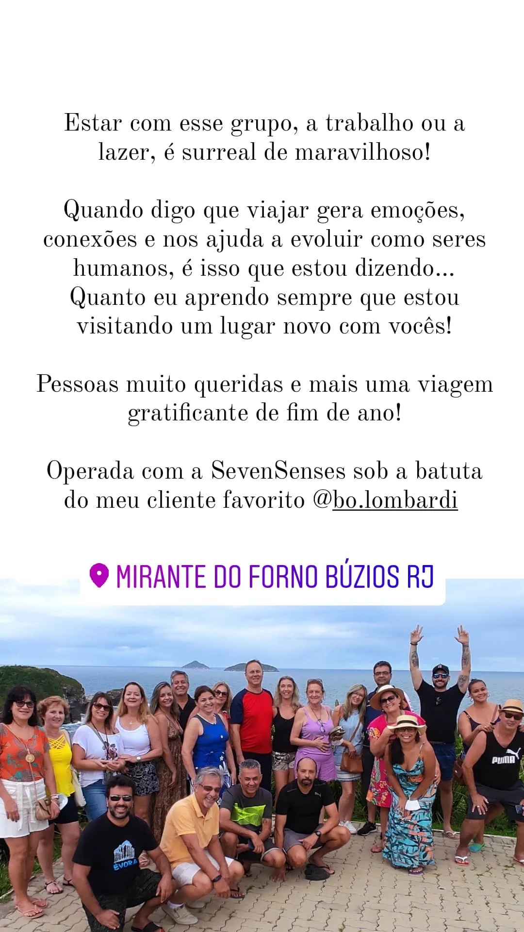 Foto de viagem compartilhada por clientes da Seven Senses